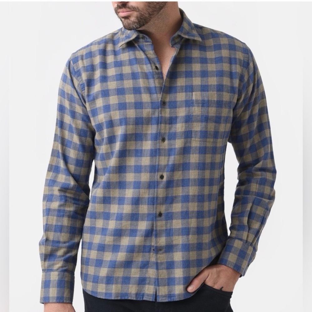Peter Millar Shirt Mens S Wilson Peak Cotton Sport Check Blue Button Down XL